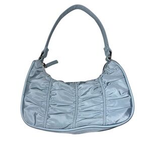 blue ruched purse